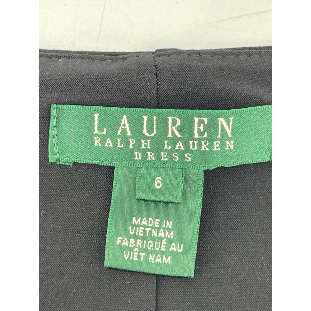 Ralph Lauren Women's Black Floral Long Sleeve Stretch Cocktail Party Dress Sz 6 - Picture 7 of 15